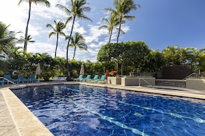 Lap saline pool just a minute walk from condo.