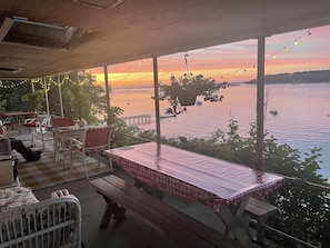 Enjoy colorful sunsets and dinner on the porch.