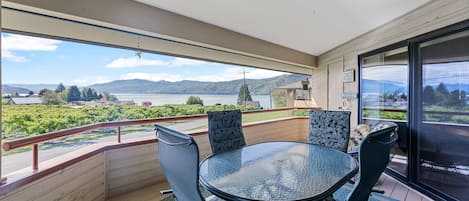 Enjoy lake views while dining on the main level deck with Gas BBQ Grill