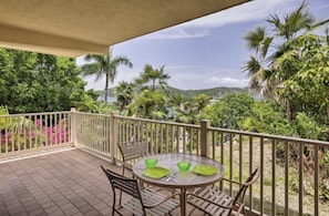 The spacious wrap-around balcony overlooks the beautiful tropical ocean views.