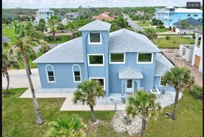 Front view of beautiful beach house