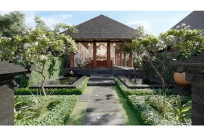 Reception/Lobby lounge overlooking the tropical garden