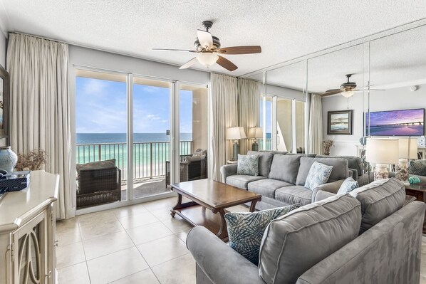 This 6th floor, recently remodeled 2BR/2BA condo has tile/hardwood flooring throughout, lots of new furniture, a remodeled kitchen with granite countertops and updated appliances, remodeled bathrooms with granite countertops, walk in shower in master, and