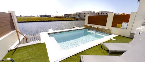 Cool off in our 8x10 private pool.  The pool is 4ft deep.