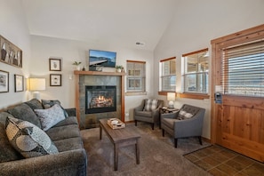 Comfortable living area with lakefront views.