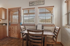 Cute dining area with lake views.