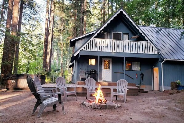 back yard patio and firepit area