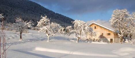 Gîte le Moulin Massif des Bauges sous la neige