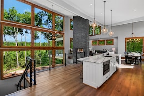 Bright open living with stunning long range mountain views from the kitchen and living area.