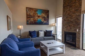 Enjoy talk time around the fireplace