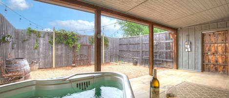 Welcome to the Riesling Suite! A private and romantic luxury suite with a hot tub nestled right in the heart of the beautiful Texas Hill and Wine Country right off route 290 near all of the wineries and just 10 minutes to downtown Fredericksburg, TX! Book 