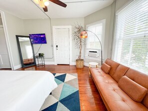 Work from home effortlessly with our fully comfortable bedroom and dedicated workspace.