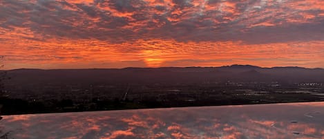 One of our sunsets over the pool