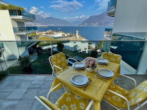 Terrace with covered table and fantastic view