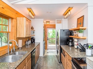 Well-stocked kitchen. 