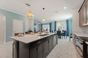 Fully-equipped kitchen with counter top