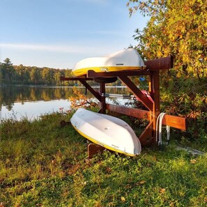 Kayaks, paddle board and paddle boat