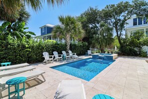 Pool area with hot tub