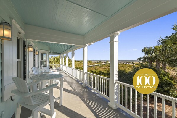 Large porch viewing the ocean