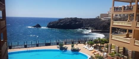 Sea view from terrace over pool