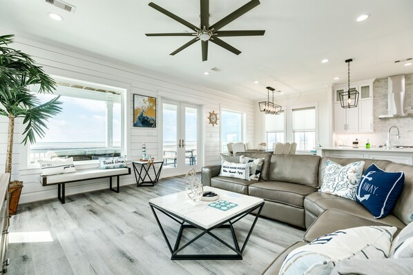 Wall of windows showcase the great beach views