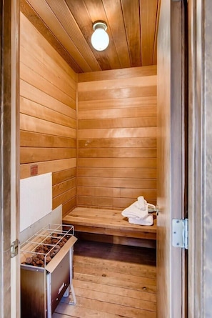 Private sauna located in unit