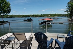 Lakefront Home: View from top deck of the twostory dock right off the main lake!