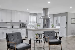 Living Room with spacious Kitchen.