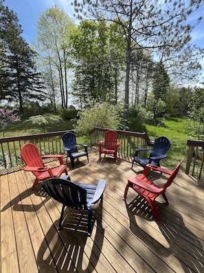 Deck 1, ideal for lounging, bonfires and yard games!