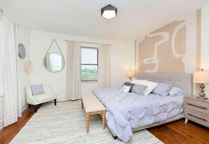 The Primary Bedroom has a King Bed with Luxurious Linens