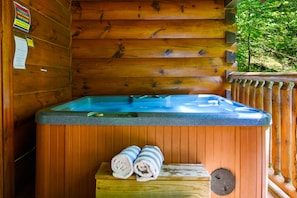 Relaxing hot tub, perfect for unwinding after a fun filled day!