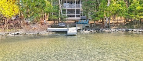 Aerial view of the property and view of our clear water lake