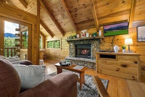 Studio with Fireplace and Big TV