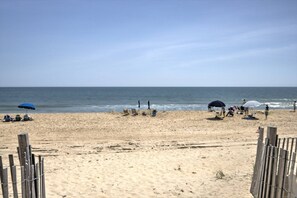 The beach is about 100 steps from the front door!