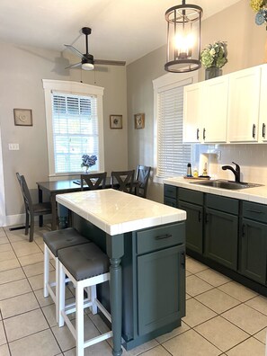 View of kitchen from living room