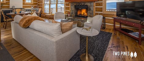 Cozy Family Room with Wood Burning Fireplace