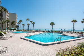 Two oceanfront swimming pools, one heated