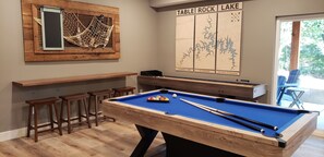 Gaming Area. Pool Table and Shuffleboard with Bowling