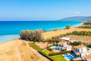 Aerial view showing location of Blue Bay Villa Nicole