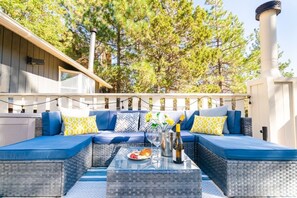 What an incredible way to enjoy the mountains this fall!  This outdoor deck is the ultimate in summer living.