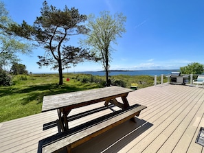 Ocean views on the picnic table.