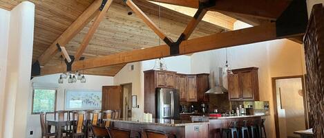 vaulted ceilings over the kitchen