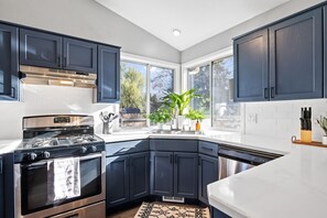 Newly remodeled kitchen including stainless steel appliances and all of basic necessities.