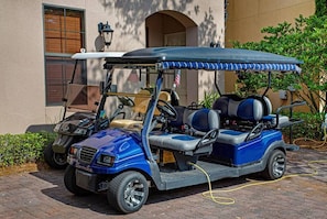 2 golf carts - 1 four seater and 1 six seater!