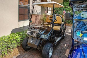 2 golf carts - 1 four seater and 1 six seater!