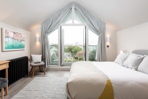 Master bedroom at 6 The Strand, Porth, self catering, Cornwall.