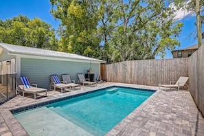 Private, sparkling clean pool with lounges perfect for lazy days by the water