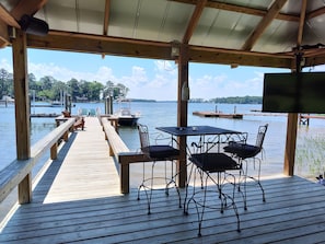 View from under gazebo to lake