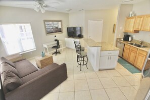 A beautiful open floor plan to relax, work, cook and dine together.