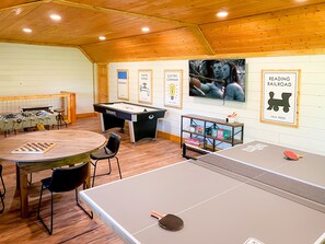 The upper level is all about fun!  Ping pong, foosball, air hockey, arcade table